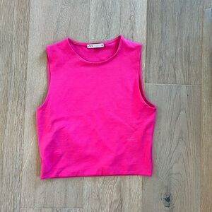 Zara Hot Pink Sleeveless Stretch Top Medium